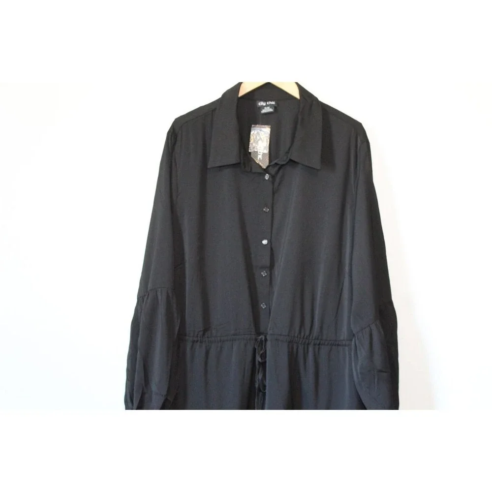 NWT *READ NOTE* City Chic Flounce Shirt Dress Black Plus Size 22 XL H14235 - Picture 4 of 12